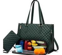 2 in 1 Tote Bag Lunch Bag Combo, Lunch Bag for Women, 15.6 in Insulated Lunchs Bags Work Tote for Women, Large Capacity Computer Handbags,for Business and Work (Ink Green)