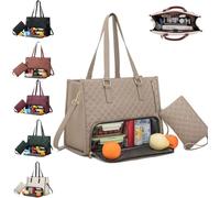 2 in 1 Tote Bag Lunch Bag Combo, Lunch Bags for Women with Insulated Leakproof Lunch Compartment, Large Capacity Computer Handbags Work Bags for Women 15.6 Inch for Business, Work (C)