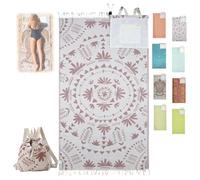2 in 1 Towel Bag & Beach Backpack, 2 in 1 Convertible Towel Bag Backpack - Oversized Sand Free Microfiber Beach Towel Backpack with Inner Zip Pocket - Lightweight Drawstring Backpack Towel (D)