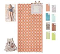 2 in 1 Towel Bag & Beach Backpack, 2 in 1 Convertible Towel Bag Backpack - Oversized Sand Free Microfiber Beach Towel Backpack with Inner Zip Pocket - Lightweight Drawstring Backpack Towel (H)