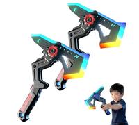 2-in-1 Transforming RGB Dual Axe Blade, Combinable Battle Axe & Light Sword, One-Click Switch with 7-Colour Flowing LED, Sound Vibration & Dynamic Smoke Spray Toy (Red+Red)