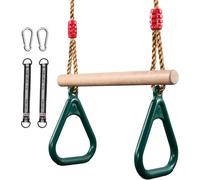 2 in 1 trapeze swing,children's swing outdoor indoor，Gymnastics Rings, Children's set Made of Wood, with Metal Rings for Hanging, Adjustable Swing，150 kg(Rings)