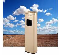 2 In 1 Trash Can With Ashtray - Outdoor Floor Standing Ashtray, Large Square Free-Standing Cigarette Butt Station Ash Tray For Hotel, Office Building(Gold)