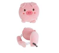 2-In-1 Travel Pillow with Eye Mask - Cute Animal Style Multi-Purpose Pillow Set, Folding Soft Mini Pillow Eye Mask for Office, Plane, Train or Car (Piggy)