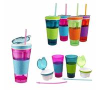 2 in 1 Travel Snack and Drink Cup Plastic Portable Combo Cup with Flip Lid for Car, Home & Parties - Assorted Colours