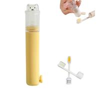 2-in-1 Travel Toothbrush Set, Portable Travel Toothbrush Set with Toothpaste Storage Cap, Foldable Backpacking Toothbrushes for Outdoor Travels Camping (Yellow)
