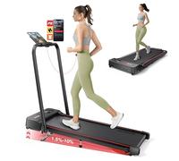 2 in 1 Treadmills for Home Foldable,Walking Pad with 10% Incline and handle bar,Portable Under Desk Treadmill,Dual LED Display, APP & Remote, 135kg Capacity