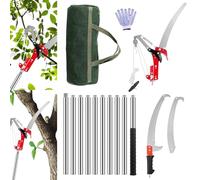 2-in-1 Tree Loppers Long Reach Telescopic, 82-402cm Long Reach Pruner with Extendable Handle & 33cm Saw, Lightweight Telescopic Tree Pruners Branch Cutters, Pulley Pole Pruner Hand Garden Loppers