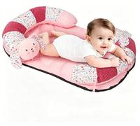 2-in-1 Tummy Time Mat & Seated Support Pillow, Baby Floor Seat for Tummy Time & Early Sitting, Soft, Supportive, Early Development for Newborn Babies