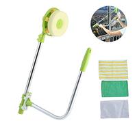 2 In 1 U-Type Telescopic High Rise Window Glass Cleaner, Mulpurpose Window Cleaning Tool with 1.4m Telescopic Pole, Adjustable Sponge Head and Squeegees, Green