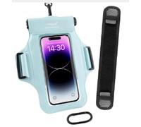 2-in-1 Underwater Waterproof Phone Pouch &Phone Armband for Phones up to 6.7", IPX8 Floating Water Proof Phone Case with Detachable Strap, Dry Bags Waterproof, Beach Vacation Essentials(Blue