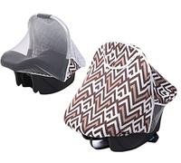 2 in 1 Universal Baby Car Seat Sunshade Insect Mosquito Net Car Seat Canopy UV Sun Protection Blackout Cover Infant Baby Carrier Cover for Maxi COSI Cabriofix Cybex Silver Cross and More