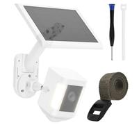 2-in-1 Universal Security Camera & Solar Panel Mount, White Metal + ABS Wall Mount Bracket with 1/4"-20 Screw, Compatible with Ring, Blink, Arlo, Eufy, Wyze, Nest & Outdoor Smart Cameras