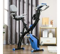 HOMCOM 3-in-1 Folding Exercise Bike, Foldable Stationary Bike with 8-Level Adjustable Magnetic Resistance, Arm Resistance Band, Pulse Sensor and LCD Monitor, Light Blue