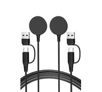 2 in 1 USB C/A Charger Compatible with Samsung Galaxy Watch 8/8 Classic 7/6/6 Classic/5 Pro/5/4/3/FE/Ultra 2025/2024/Active 1/2 Smartwatch 2 Pack Magnetic Fast Charging Cable-100cm