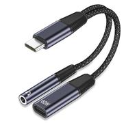 2 in 1 USB C to 3.5mm Jack Headphone and Charger Adapter, USB C to Aux Headphone Adapter With PD 60W Fast Charging C Cable For iPhone 17 16 15 Pro Max,iPad Pro,Macbook,Samsung Galaxy S25 S24 S23 S22
