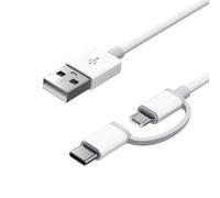2 in 1 USB Charger Cable Compatible with Kindle Paperwhite, Kindle Fire Tablet, eReaders, Tablets, Samsung Galaxy & Android Phones, Micro USB to USB-C Fast Charging Cable (White/1m)