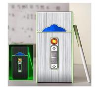 2 in 1 USB Rechargeable Cigarette Lighter Case with Cigarette Lighter Case USB Rechargeable, Flameless, Portable, Gasless, Windproof, with Luminous Effect, Fits 20 Standard Cigarettes ( Color : A )