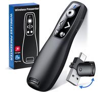 2-in-1 USB Type C Presentation Clicker Wireless Presenter Remote for PowerPoint, Powerpoint Clicker with Hyperlink & Volume Control PowerPoint Slide Advancer for Mac, Computer, Laptop
