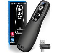 2-in-1 USB Type C Presentation Clicker Wireless Presenter Remote for PowerPoint, Powerpoint Clicker with Hyperlink & Volume Control PowerPoint Slide Advancer for Mac, Computer, Laptop