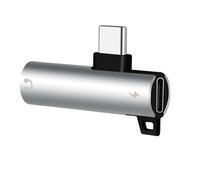 2 in 1 USB Type C Sound Converter 3.5mm Plug Simultaneous Charging Right Angle Aluminum Adapter Small USB C Adapter for Mobile Devices