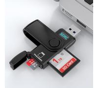 2 in 1 USBC & Lightning SD Card Reader to iPhone iPad,5Gbps High-Speed SD/TF Memory Card Reader for SD/Micro SD/SDHC/SDXC,Micro SD Card Reader with USB 3.0 Dual Slots Support OTG Function,Plug & Play