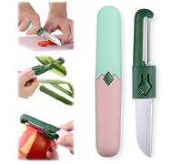 2 in 1 Vegetable Peeler, Kitchen Hand Potato Peeler, Carrot Cucumber Fruit Peeling Slicing (Green Pink)
