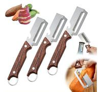 2-in-1 Vegetable Peeler with Bottle Opener - Premium 3Cr13 Stainless Steel, Ergonomic Wood-Grain Handle, Multifunctional Kitchen Tool for Fruit, Apple, Potato, Pumpkin, Carrot, Cucumber