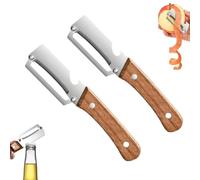 2-in-1 Vegetable Peeler with Built-in Bottle Opener, Stainless Steel Blade, Ergonomic Wooden Handle, Ergonomic Potato Orange Peeler, for Kitchen, Camping and Meal Prep (2)