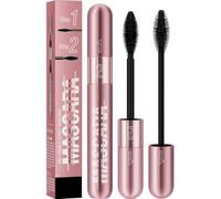 2-in-1 Volumizing & Lengthening Mascara - 5X Longer, Waterproof, Smudge-Proof, Long-Lasting 4D Silk Fiber Mascara for Dramatic False Lash Effect