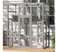 2-in-1 Walk-in Catio Outdoor Cat Enclosure,Outdoor Indoor Large Cat House,Cat Cage Catio 7 Platforms & 2 Resting Box with Waterproof Roof,Accommodate Up to 6 Cats