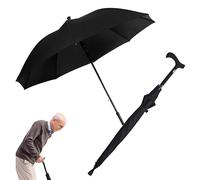 2-In-1 Walking Stick Umbrella - Heavy-Duty Windproof Frame with Cane Handle - Lightweight Hiking & Climbing Support - Outdoors Sunshade Black - 84-92cm Height, 104cm Canopy