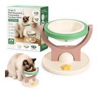 2-in-1 Wall-Mounted and Freestanding Cat Bowl Stand，Plastic-Green | Anti-Tip Floating Pet Planet Feeder with Removable Dish, Stable Round Base, Flexible Placement and Easy-Clean Design