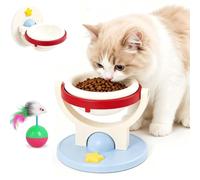 2-in-1 Wall Mounted & Elevated Cat Bowl, 2027 Upgraded Anti-Tip Floating Planet Bowl, 5.9'' Foldable Pet Bowl, Wall or Floor, Adjustable Height, Removable Easy to Clean，Red：Ceramic Bowl