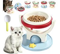 2-in-1 Wall Mounted & Elevated Cat Bowl, Anti-Tip Adjustable Foldable (D-Plastic)
