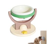 2-in-1 Wall Mounted & Elevated Cat Bowl,Cat Food And Water Bowl With Stand,Raised Cat Food and Water Bowls,Wall Mount Elevated Cat Feeding Bowls,Anti Slip Pet Food Water Feeder ，Green：Ceramic