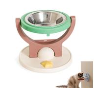 2-in-1 Wall Mounted & Elevated Cat Bowl,Cat Food And Water Bowl With Stand,Raised Cat Food and Water Bowls,Wall Mount Elevated Cat Feeding Bowls,Anti Slip Pet Food Water Feeder ，Green：Stainless steel