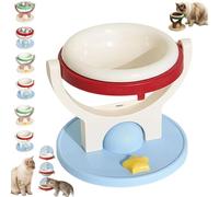 2-in-1 Wall Mounted & Elevated Cat Bowl, Floating Planet Bowl，A：Plastic