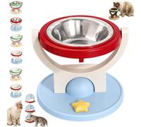 2-in-1 Wall Mounted & Elevated Cat Bowl, Floating Planet Bowl，A：Stainless
