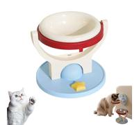 2-in-1 Wall Mounted Elevated Cat Bowl with Stand (Blue Ceramic)