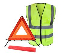 2 in 1 Warning Triangles for Cars Emergency Breakdown Kit with Reflective Safety Vest,Foldable Car Emergency Warning Triangle,Triangle Warnings Sign Set for Car Roadside Breakdown with Storage Case