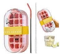 2-in-1 Water Bottle with Ice Cube Compartment, 2-in-1 Reusable Bottle with Straw, Contactless Ice Cube Tray - for Home, Kitchen, Office, Travel, Outdoor, Camping, Hiking, Fitness