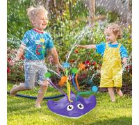 2-in-1 Water Sprinkler Toys for Kids and Aldult,Outdoor Garden Lawn Watering Toys with Water Tentacles,Attaches to Garden Hose,Summer Spray Water Fun Toys (Manta Ray)