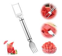 2 in 1 Watermelon Fruit Cutter, 2025 New Stainless Steel Fruit Slicer Useful Gadgets,Kitchen Gadgets Multifunctional Melon Mango Watermelon Cutter for Kitchen, Summer Family Party Forks (1PCS)