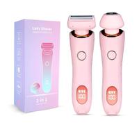 2-in-1 Waterproof Electric Women's Razor for Face, Lips, Arms, Legs, Armpits & Bikini, Wet & Dry Painless Hair Removal, Rechargeable Lady Shaver for Women, Pink