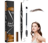 2-in-1 Waterproof Eyebrow Pen - Eyebrow Pencil Hair Drawing with 4-Tip Microblading and Precision Brush - Eyebrow Pen with Dual-Ended Brush - Natural Eyebrow Colour (Light Brown)