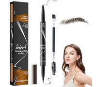 2-in-1 Waterproof Eyebrow Pen - Eyebrow Pencil Hair Drawing with 4-Tip Microblading and Precision Brush - Eyebrow Pen with Dual-Ended Brush - Natural Eyebrow Colour (Dark Brown)