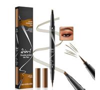 2-in-1 Waterproof Eyebrow Pencil - Dual-Ended Brow Pen with 4-Fork Tip & Precision Brush for Natural Hair-Like Strokes - Ultra-Fine, Smudge-Proof Tint that Lasts All Day (Light Brown)