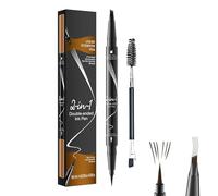2-in-1 Waterproof Eyebrow Pencil with 4-Fork-Tip & Precision Brush, Long-Lasting Microblading Brow Pen for Natural Hair-Like Brows, Smudge-Proof Makeup Tool for Women(Dark brown)