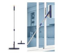 2 in 1 Window Cleaner Tool with Rotatable Head Limpiador De Ventanas De Vidrio with Adjustable Extension Pole for Shower Glass Car Window,white-120cm（47.24in）